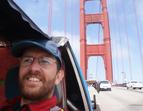 Louis Palmer on Golden Gate Bridge